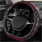 D-Shaped Steering Wheel Cover, Leather Car Wheel Protector with 3D Honeycomb Anti-Slip Design, Universal Breathable Comfy Cov