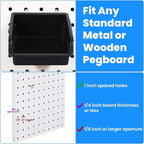 20 Pack Pegboard Bins With Metal Hooks, Black Pegboard Storage Bins, Pegboard Containers For Peg Board Organizing Accessories