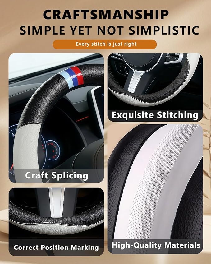 Customized Auto Car Steering Wheel Cover for X1 X2 X3 X4 X5 X6 X7 i3 i4 i5 i8 535i 740Li 335i M3 M4 M5 Z1 Z3 Z4 Z5 (Gray)
