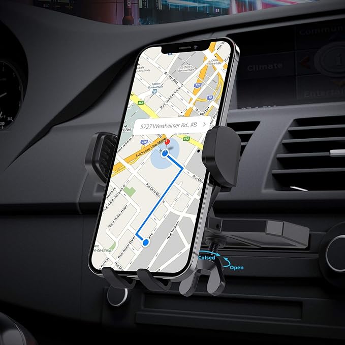 WixGear Universal Car Phone Mount CD Slot Car Mount Holder with New Gravity Self-Locking Design Mount, Compatible with All Phones (New Self-Locking)