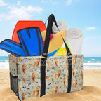 NGIL Extra Large Utility Tote Reusable Grocery Bag Oversized Collapsible for Groceries, Storage, Picnic, Beach (Floral Cow-Black)