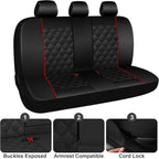 CAROMOP Luxury PU Leather Car Seat Covers Full Set-Waterproof Seat Protectors with Split Bench Seat Covers for Cars-Universal
