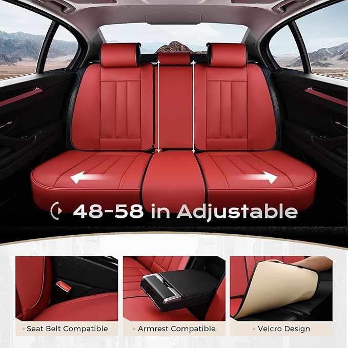 Coverado Car Seat Covers Front Set, Luxury Nappa Leather Seat Covers Universal Fit Waterproof Non-Slip Breathable Automotive 