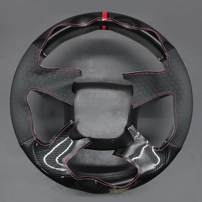 MEWANT Steering Wheel Wrap for Chevy Silverado 1500 Astro Blazer C/K Made of Shiny PU Carbon Fiber Embossed Faux Leather