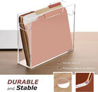 DINGHUO Acrylic File Organizer Box Letter Size Hanging File Organizer, Clear Portable File Folder Box with Handle, Filing Cra