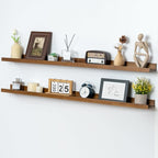 Picture Ledge Shelf, Floating Shelves Set of 2, Solid Ash Wood 48'' Long Large Nursery Book Shelves for Toys Storage, Kids Bo