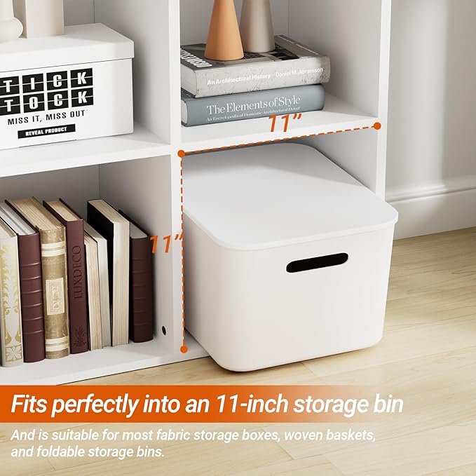 Wooden 6 Cube Storage Organizer with Closed Back Panel, Modern Open Cube Storage Shelf Bookshelf with Compartments, Cube Shel