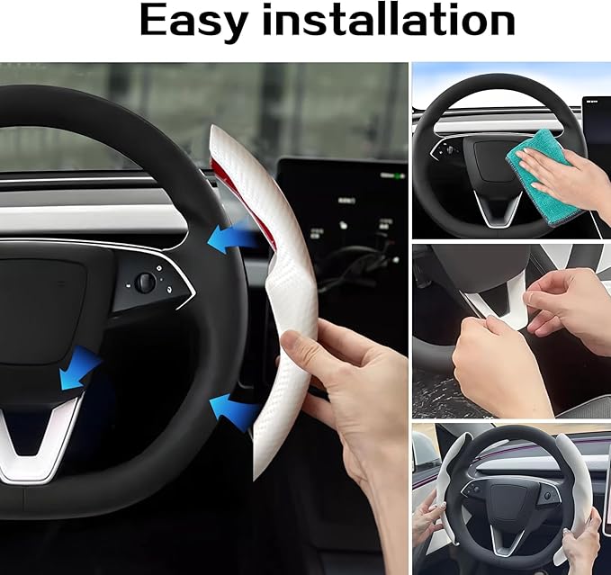 for Tesla Model 3 Highland and Model Y Juniper Steering Wheel Cover Trim Interior Decoration Protection Accessories (M3/My-White 3pcs)