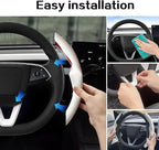for Tesla Model 3 Highland and Model Y Juniper Steering Wheel Cover Trim Interior Decoration Protection Accessories (M3/My-White 3pcs)