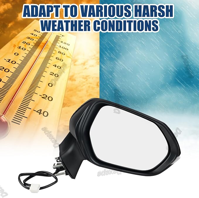 Passenger Side Mirror Assembly Compatible with Toyota Corolla 2020-2025 Heated with Turn Signal, Power Adjustable Glass Replace 8791012F80, TO1321394, 8791002926 Black (6Pin Right)