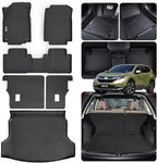 Floor Mats & Trunk Mat & Backrest Mat for 2012-2016 Honda CR-V LX & SE & EX & No subwoofer TPE All Weather Protection with Velcro Rear Seats Backrest(Not Fit CRV Touring & EX-L)