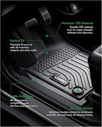 VIWIK Floor Mats for Toyota Tacoma 2018 2019 2020 2021 2022 2023 (Only for Double Cab) Automotive All Weather Custom Fit Floor Liner for 1st and 2nd Row Car Mats TPE Black