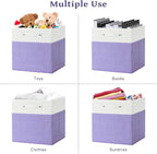 FinishingBo 13 x 13 Inch Fine Linen Storage Bins with Handles，Fabric Cube Boxs，Basket Organizers for Shelves for Home, Closet