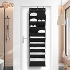 STORAGE MANIAC Over the Door Shoe Organizer with Curtain Dustproof Heavy-Duty Large Deep Pocket Hanging Shoe Organizer for Cl