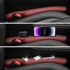 UREHEPO 2 pcs Leather Car Seat Gap Filler Organizer, Interior Car Accessories to Stop Things from Dropping for Car SUV Truck Camper, Fill The Gap Between Seat and Console - Wine Red