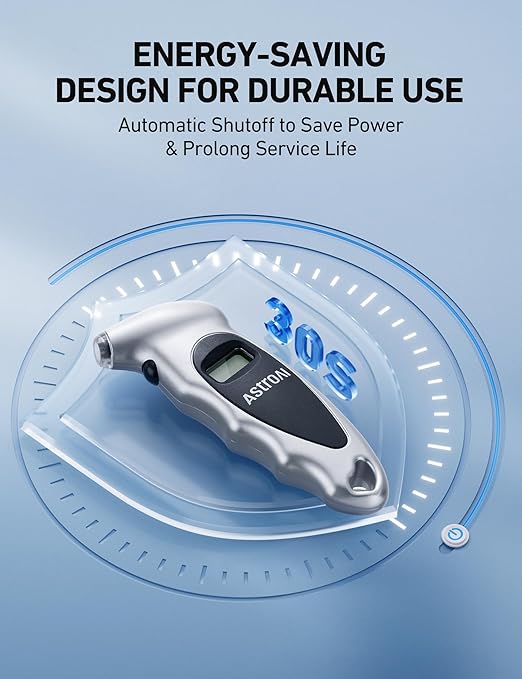 AstroAI Digital Tire Pressure Gauge 0-150PSI Calibrated to ANSI B40.7 +/-1PSI, 4 Units for Car Truck Bicycle with Backlight LCD and Presta Valve Adaptor, Sliver, 2Pack