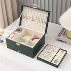 Jewelry Organizer Box, Jewelry Box Organizers for Women Girls, 3 Layers Large Leather Necklace Storage Case for Earring, Ring