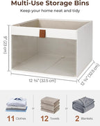StorageWorks Closet Storage Bins, Large Storage Baskets with Clear Window and Handles, Foldable Fabric Organizer for Clothes,