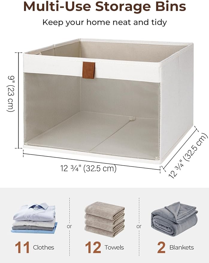 StorageWorks Closet Storage Bins, Large Storage Baskets with Clear Window and Handles, Foldable Fabric Organizer for Clothes,