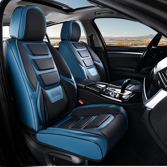 Coverado Car Seat Covers Full Set, Seat Covers for Cars, Front Seat Covers and Back Seat Cover Waterproof Leather Automotive 
