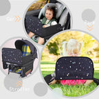 MENZOKE Kids Travel Tray, Road Trip Activities for Kids with Dry Erase Board & Cooler Cup Holder, Toddler Car Activities with