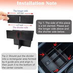 JDMCAR Center Console Organizer Set Compatible with 2010-2024 Toyota 4Runner Accessories Insert ABS Black Compartment Divider Armrest Tray (2-Pack)