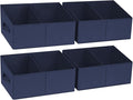 DIMJ Large Closet Shelf Organizer Bins 4 Packs with Handles and Divider, Fabric Trapezoid Storage Baskets, Foldable Clothes C