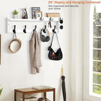 29'' Coat Rack Wall Mount with Shelf, Coat Hanger Wall Mount with Key Hooks and Mail Holder, Wood Entryway Floating Shelf wit
