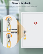 Uniclife Wall Mount Medicine Cabinet with Key Lock Locking First Aid Cabinet Lockable Medical Cabinet Large Capacity Medicine