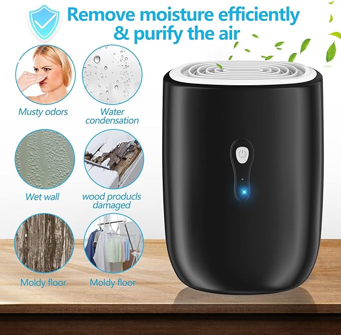Dehumidifiers for Home 27oz(800ml) Small Auto Shut off Dehumidifiers with Drain Hose,Portable Ultra Quiet Mini Dehumidifier