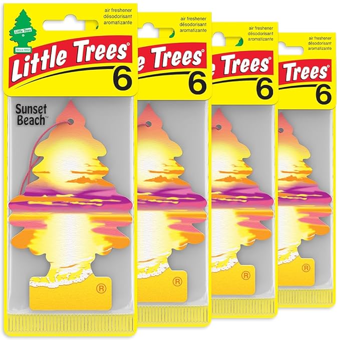 LITTLE TREES Car Air Freshener | Hanging Tree Provides Long Lasting Scent for Auto and Home | 24 Air Fresheners |Sunset Beach