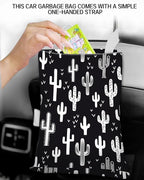 Car Garbage Can, Hanging Car Trash Can Bag for Cute Car Back Seat Organizer, Abstract Fun Cactus