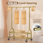 EAGMAK Heavy Duty Clothes Rack Load 556 LBS, Rolling Clothing Rack With Shelves, Height Adjustable Metal Clothes Hanger with 