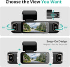 BOTSLAB 3K 4 Channel Dash Cam, 560° All-Sides View, Front and Rear Inside Car Camera with 3.18”Touch Screen, Dash Camera 24/7