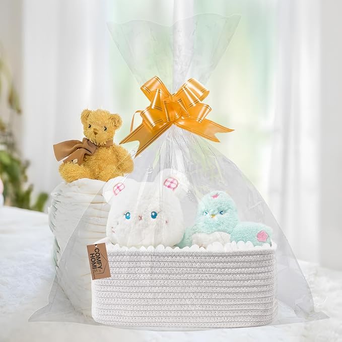 COMFY-HOMI 11.5"x7.5"x4.7" Storage Baskets for Organizing | Cotton Rope Woven Basket | Toy Storage Bin Box | Basket for Shelv