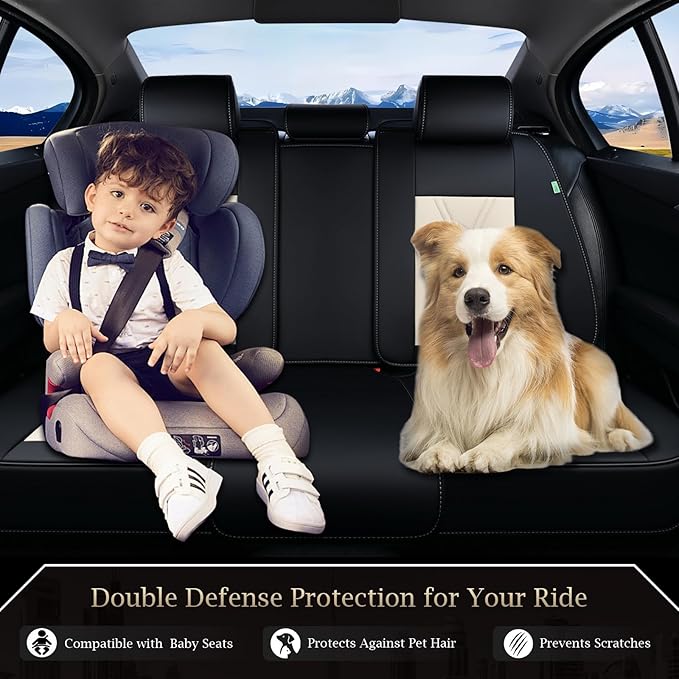 FLORICH Rear Automotive Seat Covers Leather Car Seat Covers Waterproof Back Seat Cover Universal Seat Cushion Protector for M