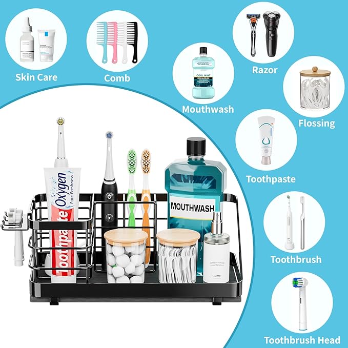 Toothbrush Holders Instant-Drying Organizer - Bathroom Countertop/Wall Mounted Electric Toothbrush Holder - Toothbrush Head T