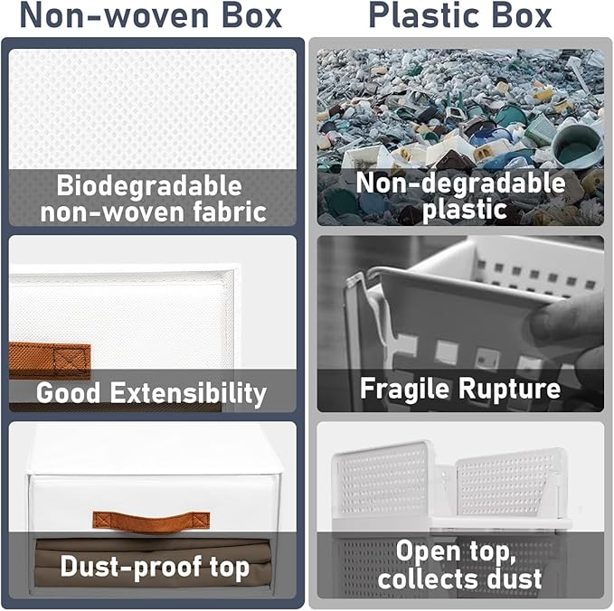 DIMJ Closet Organizers and Storage - Fabric Bins with Drawers for Closet Foldable Clothes Organizers with Clear Window, Stack