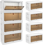 YFXCVSL 4 Tier Storage Bins with Lids 102QT, Stackable Storage Containers with Wheels, Folding Boxes, Extra Large Collapsible