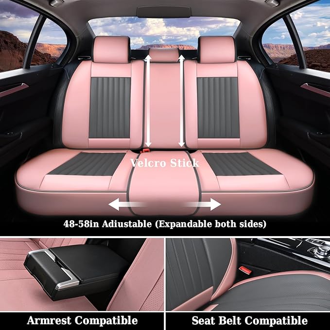 Coverado Car Seat Covers Full Set, Nappa Leather Seat Covers for Cars, Waterproof Car Seat Covers Front Seats and Back, Autom