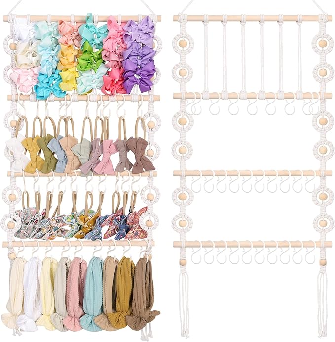POVETIRE Headband Holder Bow Organizer for Girls Hair Bows, Baby Bow Hanger for Girls Hair Accessories Organizer Storage Wall