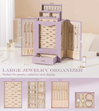 Homde Jewelry Organizer with Transparent Window Necklace Hooks Gift for Women Jewelry Box Display Case for Necklaces Rings Ea