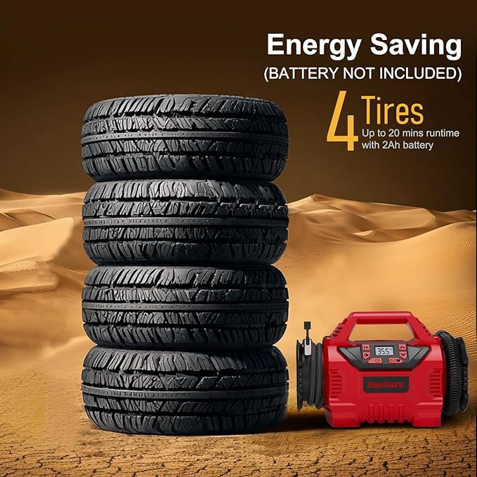 MaxMore Portable Tire Inflator/deflator Compatible with Milwaukee 18V Battery (Tool Only),160 PSI High Pressure Cordless Air Compressor Pump, Digital Gauge, Auto Shut-Off, LED Light for Car, Bike