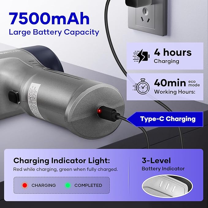 Mini Vacuum Cleaner, 3 in 1 Car Vacuum Cleaner High Power, 15000PA Powerful Suction, Air Duster, 7500mAh, Dual Filter,Adjusta