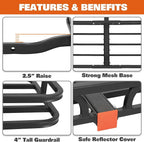 WEIZE Hitch Cargo Carrier Basket for SUV, Truck - 53x19 Inches, 500LB Capacity, with Waterproof Bag, Net Strap, Tightener, Powder Coated for Durability, Easy Installation, for Camping and Travel