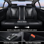 Coverado Car Seat Covers Full Set, Black Seat Covers for Cars, Waterproof Nappa Leather Automotive Seat Covers with Lumbar He