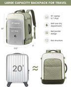 LOVEVOOK Large Travel Backpack for Women, TSA Carry on Backpack for Airplanes, 50L Personal Item Travel Bag for Women fits 17