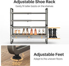 SNTD Shoe Rack - Expandable Shoe Organizer for Closet, Adjustable Metal Shoe Shelf Storage, Stackable Long Shoe Stand Holder 
