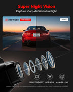 REDTIGER 4K STARVIS 2 Dash Cam Front and Rear, 5GHz WiFi 20MB/s Download, 128GB Card Included, Voice Control, Dash Camera for