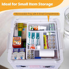 Gifhomfix 18QT Medicine Storage Box with Handles, Large Capacity First Aid Box, Clear Medical Supply Organizer with Removable
